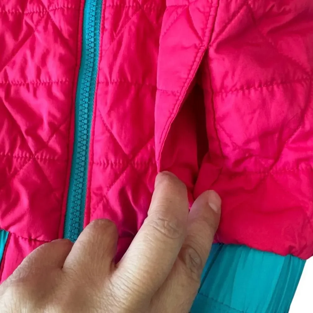 Patagonia Baby Reversible Puff-Ball Vest Teal Pink Forest Print Epic Blue Size 2
